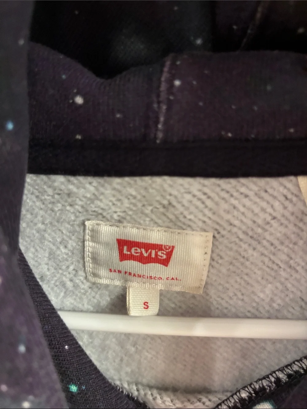 Levi's Galaxy Hooded Sweatshirt in Purple and Black with Yellow Logo - Picture 2 of 6